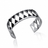 Bracelet 316 L ruthénium CN paris manchette Triangles noir et blanc géometric Acier