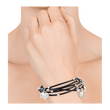 BRACELET VICE-ROI AVEC BANDES DE CUIR NOIR ET PENDENTIFS EN ACIER