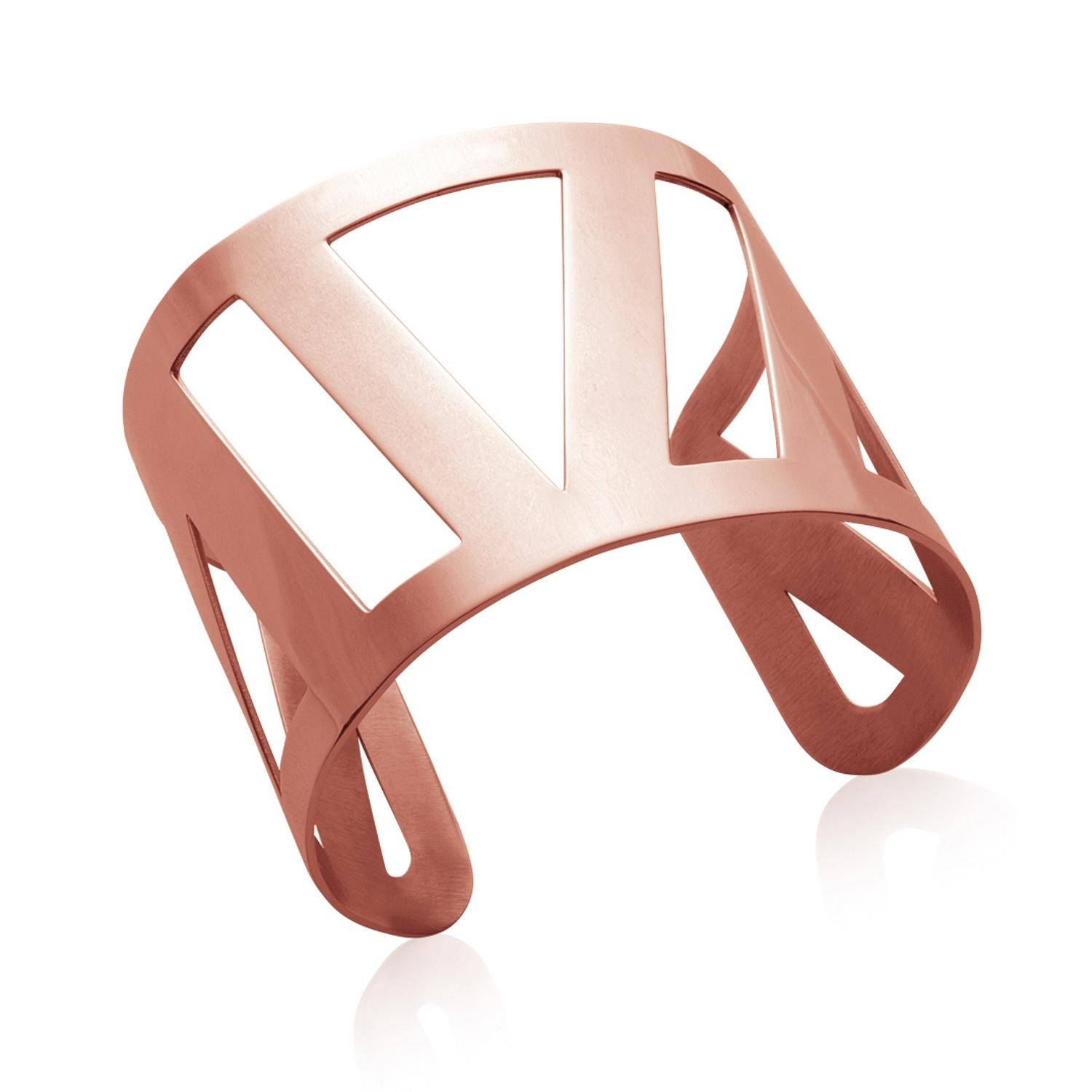 Bracelet manchette rigide en acier rosé.