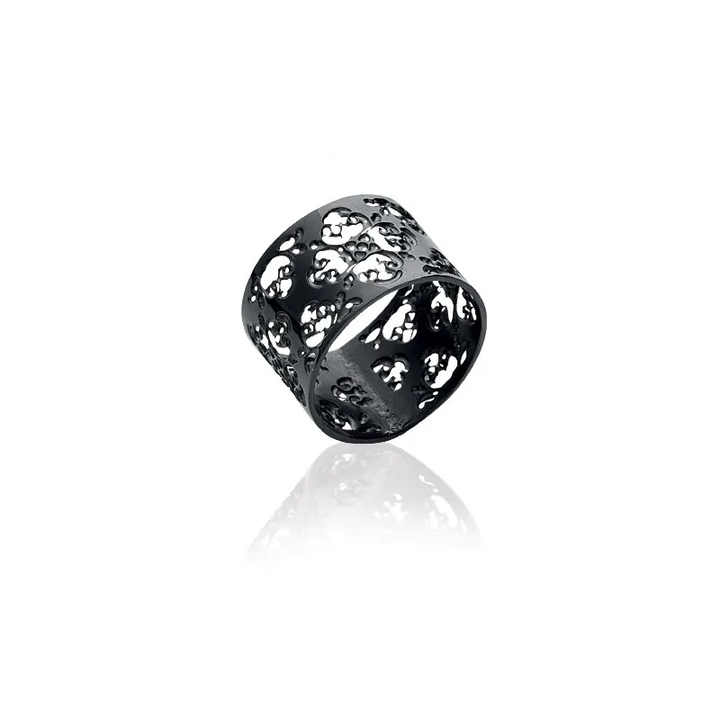 Bague Large Noire Ajournée – Élégance & Originalité Acier inoxydable