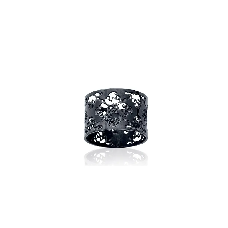 Bague Large Noire Ajournée – Élégance & Originalité Acier inoxydable